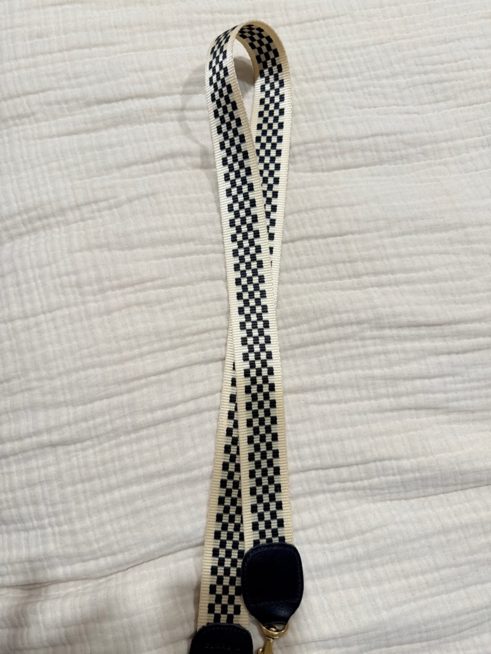 Clare V. Black and cream checkered crossbody strap - Picture 3 of 7